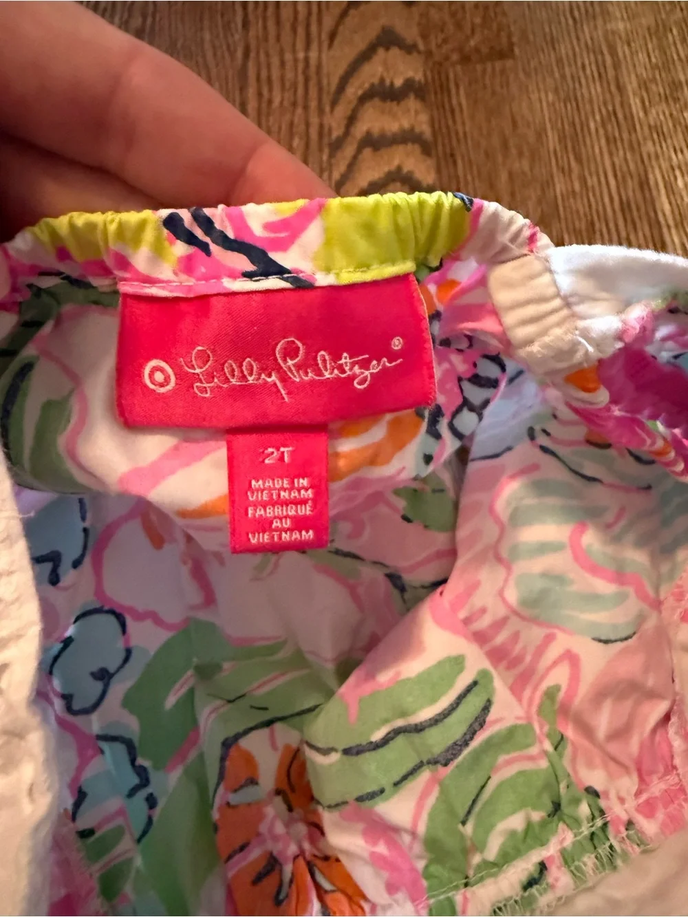 Lilly Pulitzer White Floral Romper with Pink, Green & Orange Print